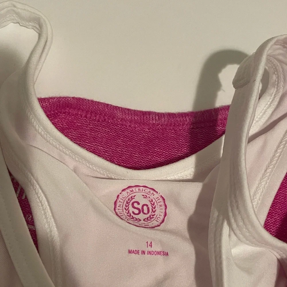 2 Girls Cropped Shirt w/ Tank Top Underneath - Picture 3 of 5